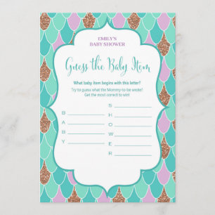 Mermaid Baby Shower Game 5x7 Invitation