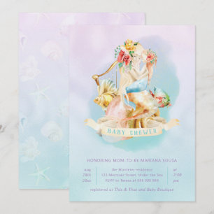 Mermaid Baby Shower Girl Under Sea Lavender Teal Invitation