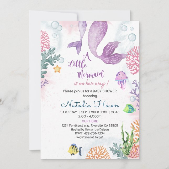 Mermaid Baby Shower Invitation (Front)