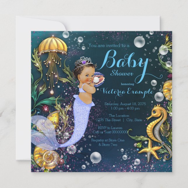 Mermaid Baby Shower Invitation (Front)