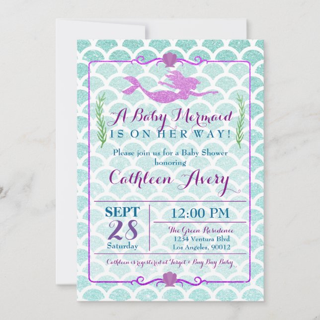Mermaid Baby Shower Invitation (Front)