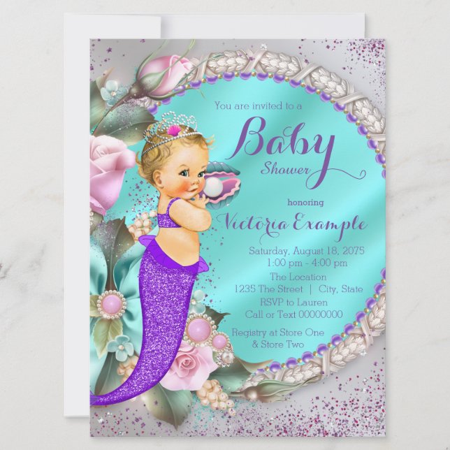 Mermaid Baby Shower Invitation (Front)
