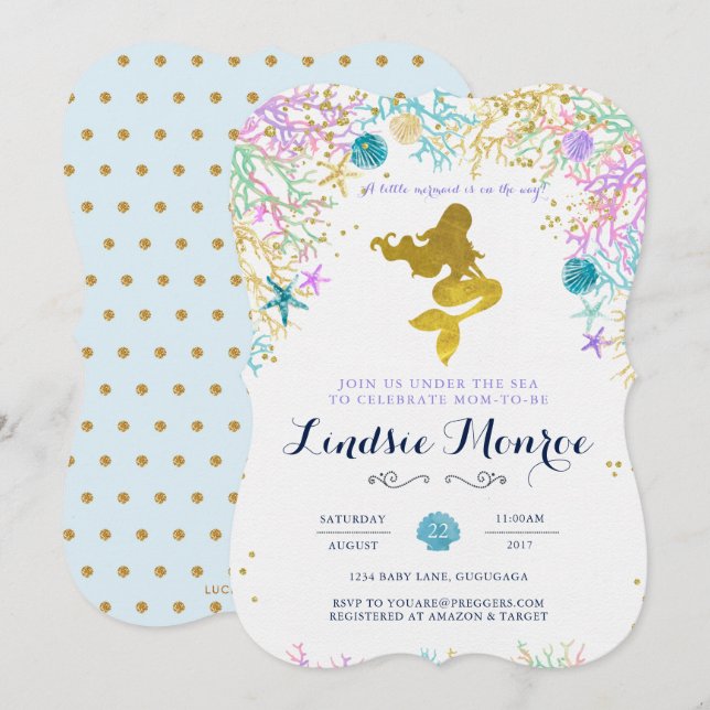 Mermaid Baby Shower Invitation (Front/Back)