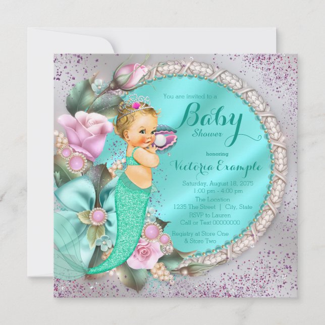 Mermaid Baby Shower Invitation (Front)