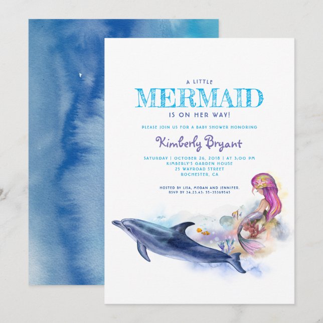 Mermaid Baby Shower Invitation (Front/Back)