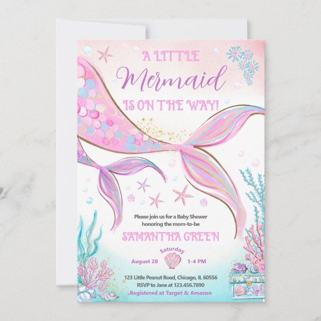 Mermaid Baby Shower Invitation (Front)