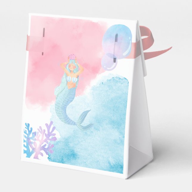 Mermaid Baby Shower Invitation Favour Box (Back Side)