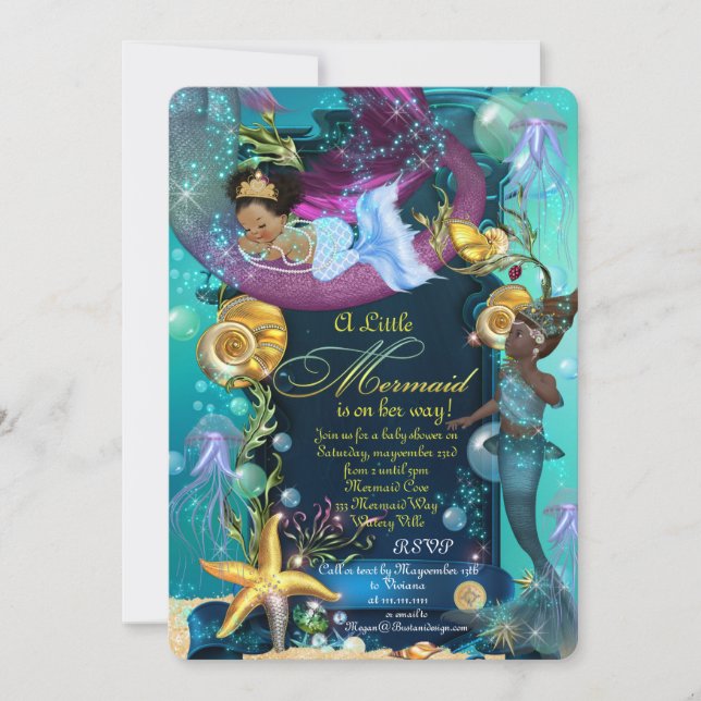 Mermaid Baby Shower Invitation, Girl Baby Shower Invitation (Front)