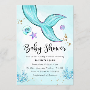 Mermaid Baby Shower Invitation Girl, Under the Sea