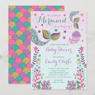 Mermaid Baby Shower Invitation Pink Gold Shower