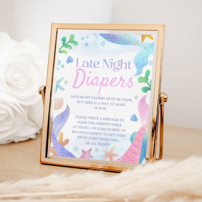 Mermaid Baby Shower Late Night Diapers Poster (Creator Uploaded)