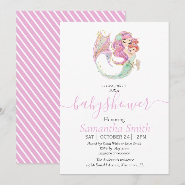 Mermaid Baby Shower Little Mermaid Invitation (Front/Back)