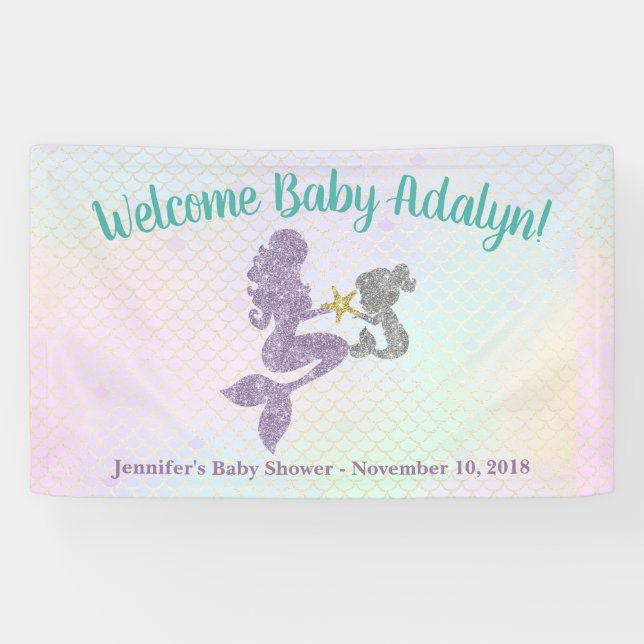 Mermaid Baby Shower Mother & Child Banner (Horizontal)