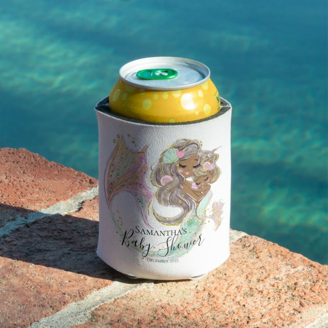 Mermaid Baby Shower NAUTICAL Can Cooler (In Situ Pool)