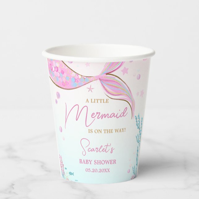 Mermaid Baby Shower Paper Cups (Front)