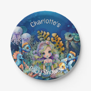 Mermaid Baby Shower Paper Plate