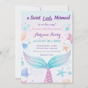 Mermaid Baby Shower Starfish Shell Under the Sea B Invitation