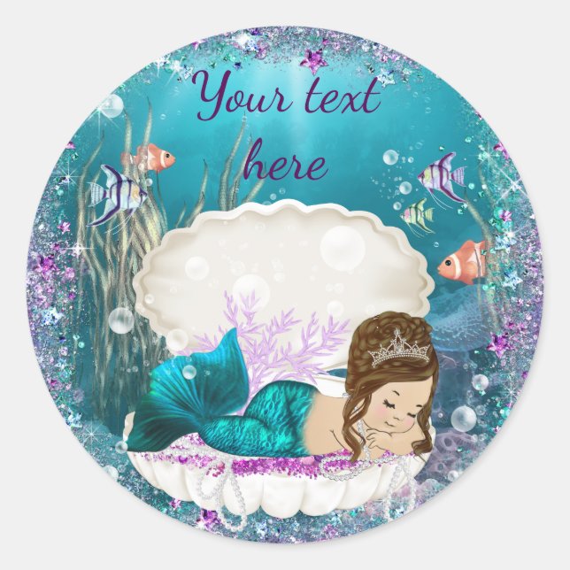 Mermaid Baby Shower Stickers (Front)