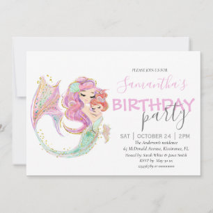Mermaid Baby Shower Sweet Little Mermaid  Announcement