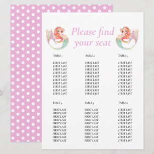 Mermaid Baby Shower. Table chart Under the Sea Invitation