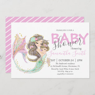 Mermaid baby Shower under the sea Announcement