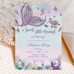 Mermaid Baby Shower Under the Sea Baby Girl Invitation<br><div class="desc">Whimsical mermaid baby shower invitation, featuring a beautiful mermaid tail, adorable under the sea creatures and colourful corals against rainbow deep ocean backdrop. Personalise it with your party details easily and quickly, simply press the customise it button to further re-arrange and format the style and placement of the text.  Matching...</div>