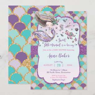 Mermaid Baby Shower Under the Sea Creatures Girl Invitation