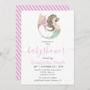 Mermaid Baby Shower. Under The Sea. Glitter Announcement