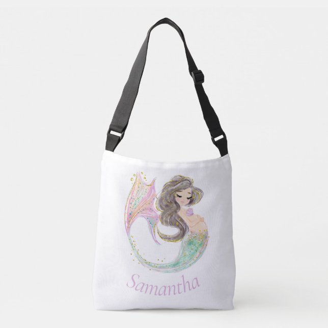 Mermaid Baby Shower. Under The Sea. Glitter Crossbody Bag (Front)