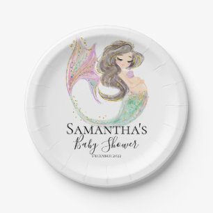 Mermaid Baby Shower. Under The Sea. Glitter Paper Plate