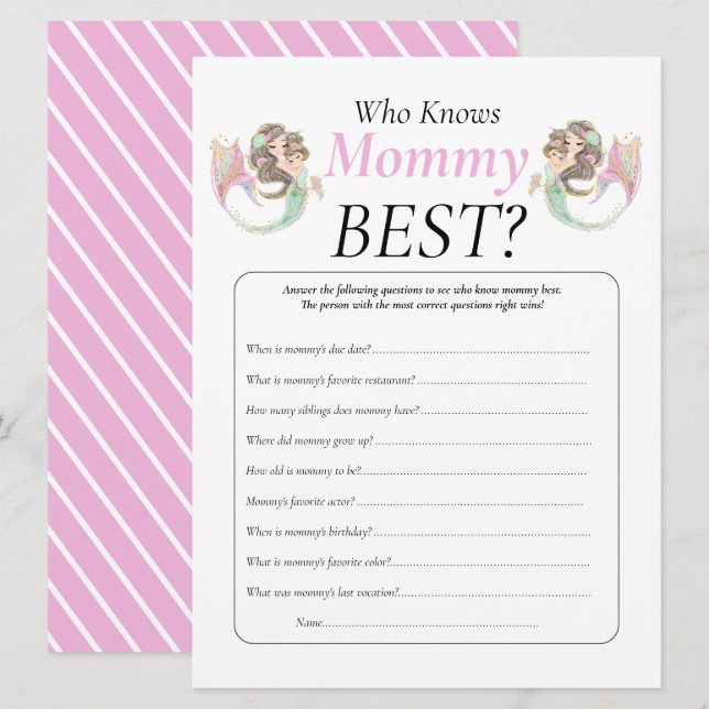 Mermaid baby shower under the sea invitation (Front/Back)