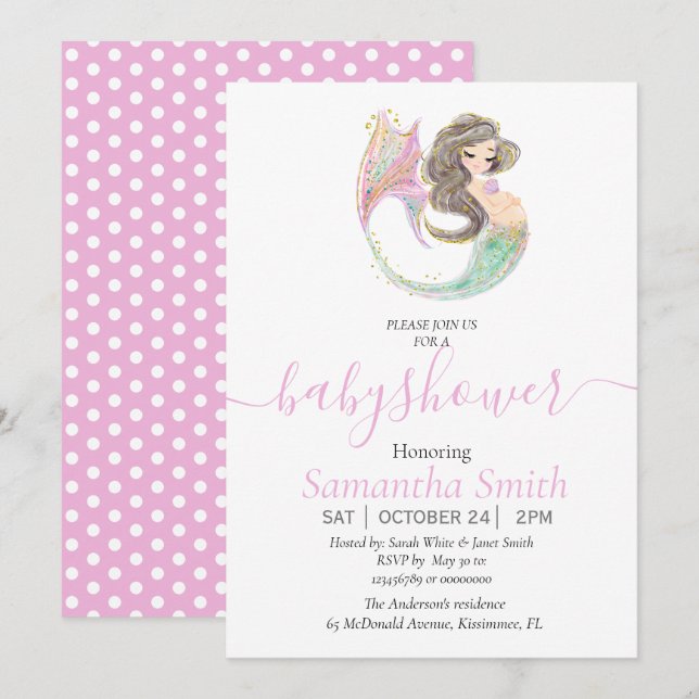 Mermaid baby shower under the sea Invitation (Front/Back)