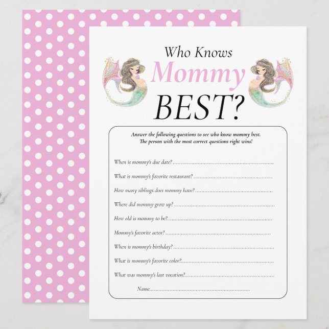 Mermaid baby shower under the sea invitation (Front/Back)