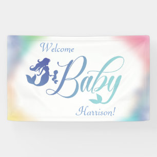 Mermaid Baby Shower Under the Sea Pastel Banner