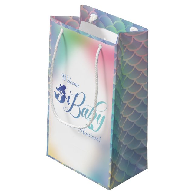 Mermaid Baby Shower Under the Sea Pastel Small Gift Bag (Back Angled)