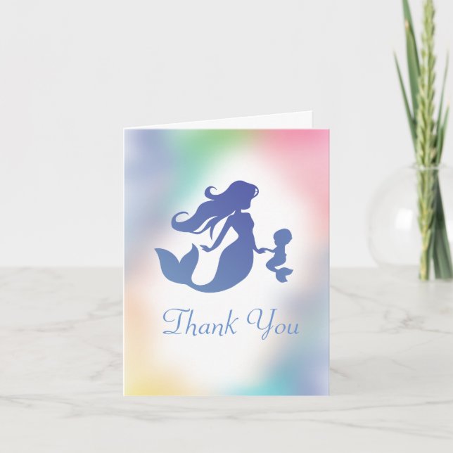 Mermaid Baby Shower Under the Sea Pastel Thank You Card (Front)