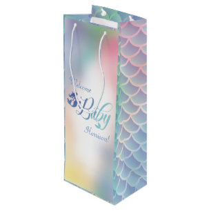 Mermaid Baby Shower Under the Sea Pastel Wine Gift Bag