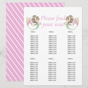 Mermaid baby shower under the sea Table chart Invitation
