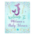 Mermaid Baby Shower Welcome Sign Poster Backdrop