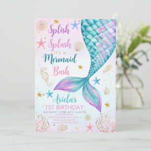 Mermaid Bash Under the Sea 1st Birthday Invitation