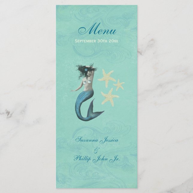 Mermaid Beach Coastal Wedding Menu (Front)