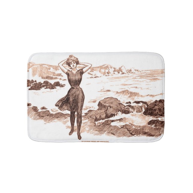 Mermaid Beach Gibson Girl Victorian Antique Bath Mat (Front)