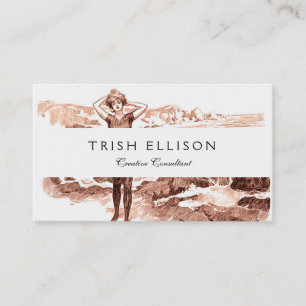 Mermaid Beach Gibson Girl Victorian Antique Business Card
