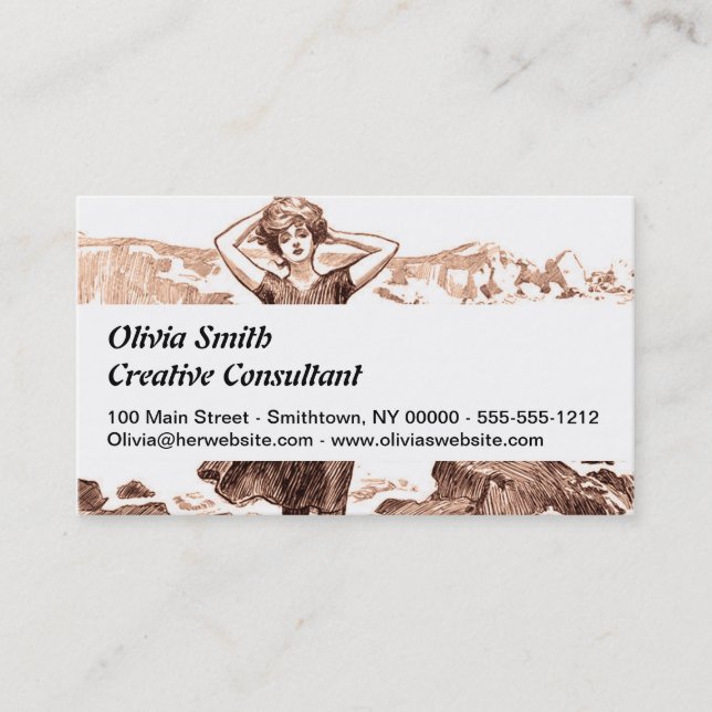 Mermaid Beach Gibson Girl Victorian Antique Business Card (Front)