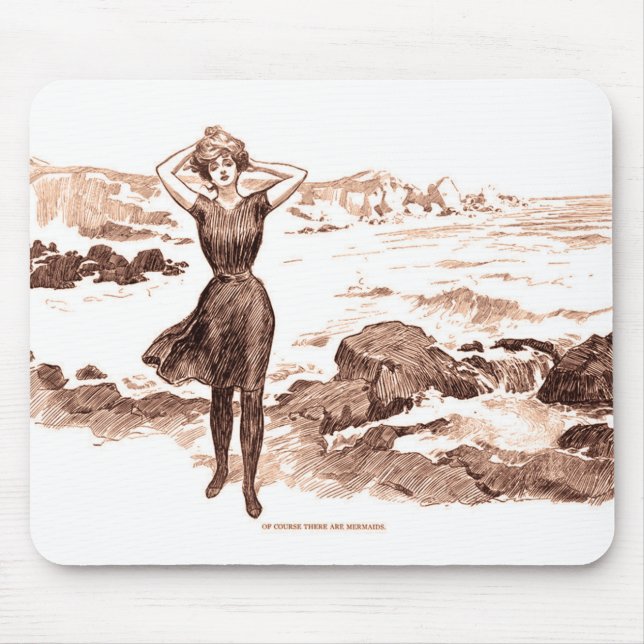 Mermaid Beach Gibson Girl Victorian Antique Mouse Mat (Front)