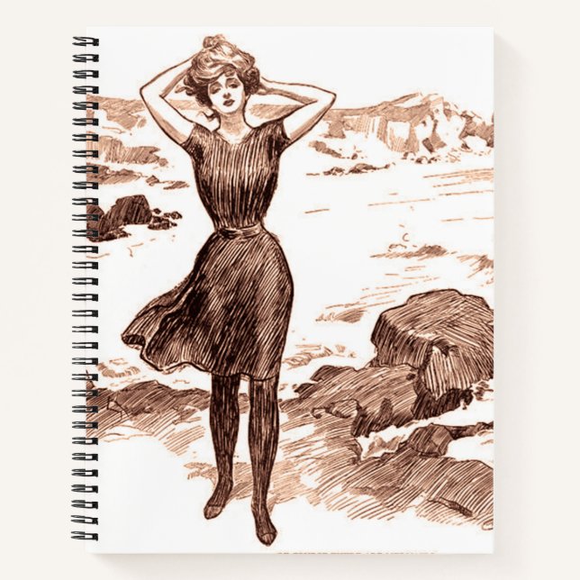 Mermaid Beach Gibson Girl Victorian Antique Notebook (Front)