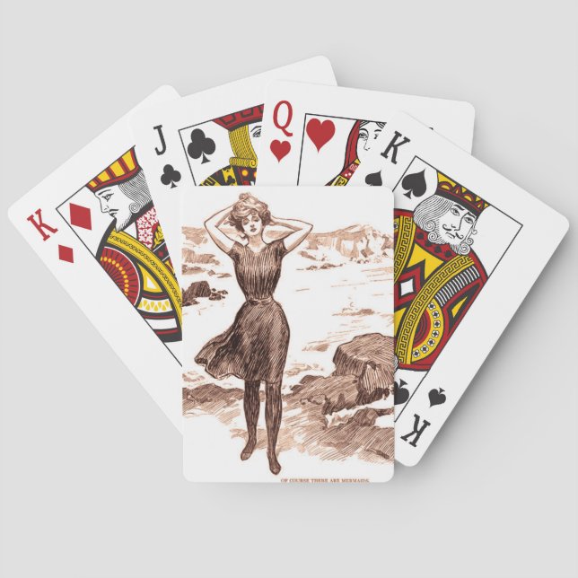 Mermaid Beach Gibson Girl Victorian Antique Playing Cards (Back)