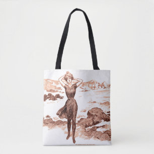 Mermaid Beach Gibson Girl Victorian Antique Tote Bag