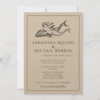 Mermaid Beach Kraft Wedding Invitation