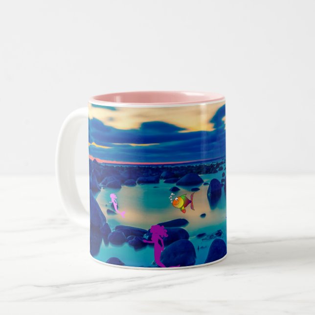 Mermaid Beach Two-Tone Coffee Mug (Front Left)